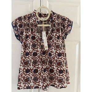 NWT House Of Harlow Short Sleeve Print Flutter Cap Sleeve Top Xs Womens